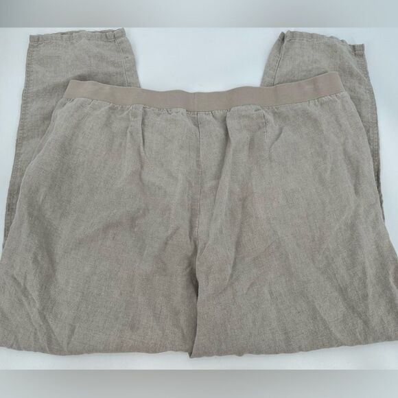 J Jill Tan Pull-On Elastic Waist 100% Linen Pants Size XL - Picture 2 of 7